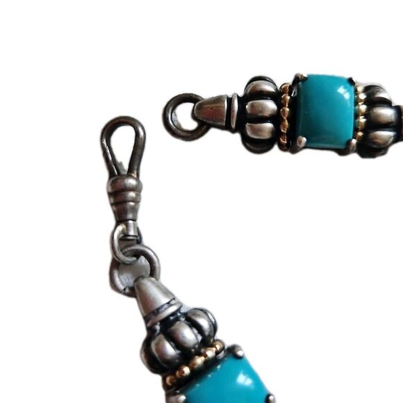 Clyde Dunner Sterling Silver Turquoise Bracelet 14K Gold Trim 7.5 Inch CID - Picture 7 of 7